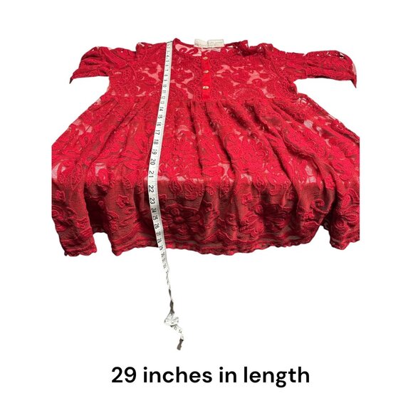 Free People Womens Red Lace Embroidered Tunic Dress By Jens Pirate Booty S - Picture 10 of 10